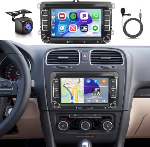 Inefala Autoradio für VW Golf 5 6 Passat Tiguan Polo Caddy Skoda Seat | Android 15,2G+64G,7''TouchScreen mit CarPlay & Android Auto,Navi,GPS,WiFi,Typ C,FM/RDS,Bluetooth,EQ,SWC,Rückfahrkamera,MIC