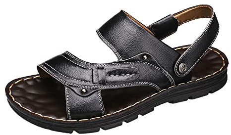 Sandalias al aire libre para hombre, zapatos descalzos cómodas, sandalias de trekking con plantilla, sandalias de senderismo deportivas de cuero ortopédicas, sandalias de trabajo cerradas