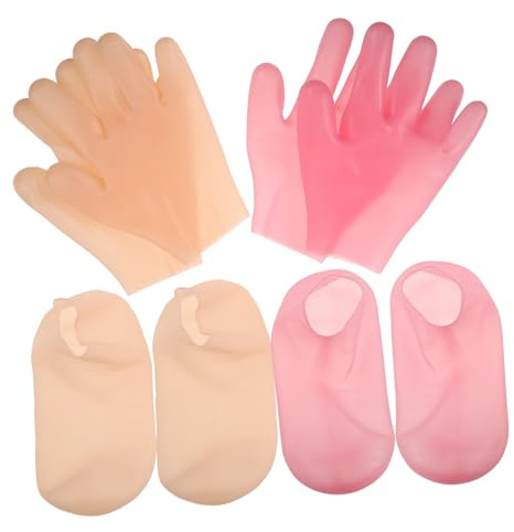 NIYANGLE Silikon Fußmasken Socken Satz Elastische Fuß und Handpflege gegen Trockene Rissige Haut Feuchtigkeitsspendend Peeling Wirkung Wiederverwendbar für Haus und Salon