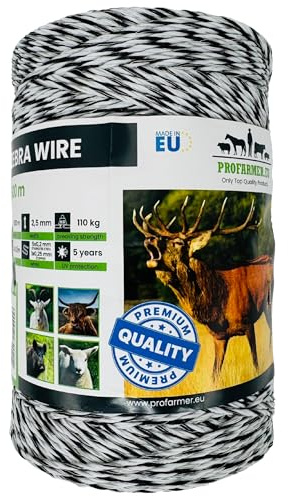 Weidezaunlitze ZEBRA 500m für den Weidezaun Wildschutzzaun mit Kupferleiter Wildschwein Hirsch Rind