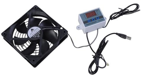 TOWARDSNAN Ventiladores de refrigeración USB de 120 mm con control de temperatura ajustable para armarios y sistemas de cine en casa