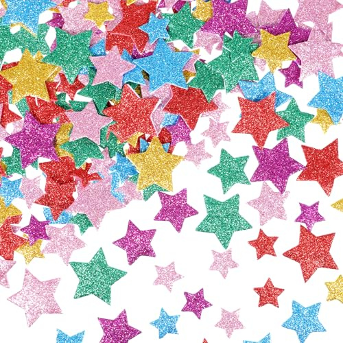 360 Stück Sterne Sticker Moosgummi Glitzer Sterne Glitzersterne Schaumstoff Aufkleber Bunte Sterne Moosgummi Sticker für Sammelalben Grußkarten Schultüte Kinder Basteln Weihnachten Party Deko