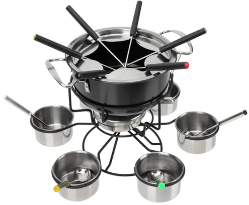 Mobestech 1Set Fondue Pot Stove Portable Cheese Chocolate Cooker Safe for Hot Pots for Home Bakeries Parties Compact Design for Easy Storage