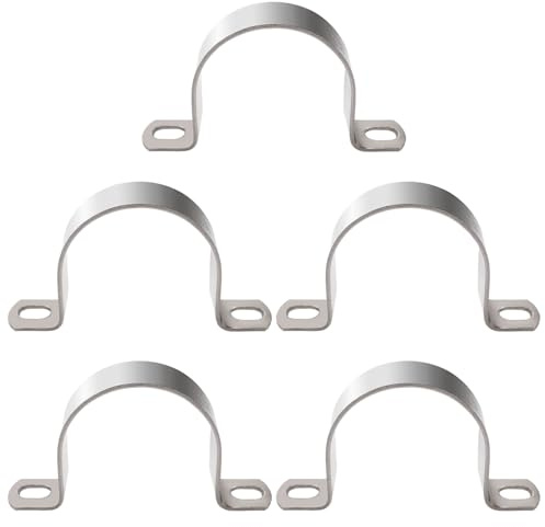 YYIGVMO 5 Stücke Ø 50mm U-Rohrschellen, 304 Edelstahl Starres Rohrband, Sattelschlauchschellen, Zweiloch Rohrschelle, für Rohre und Kabel