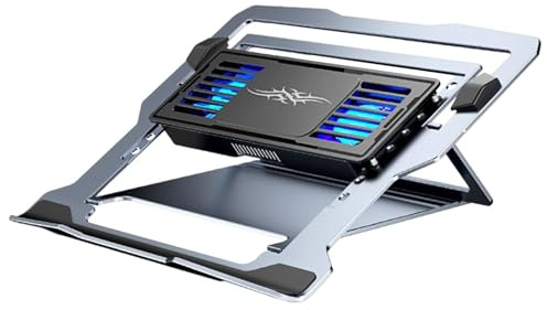 Laptop Stand With Cooling Fan - Adjustable Ergonomic Notebook Riser | USB-Powered Quiet Fans For Overheating Protection | Portable Laptops Holder - Home, Office, And Use
