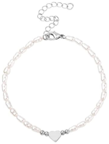 COYUN Armband Damen, Perlenarmband Damen, Silber Perlen Armbänder Mit Herz Anhänger, Vergoldete Cuban Link, Women Perlenschmuck Schmuck Gold,Eleganter Alltagsschmuck Als Kreatives Geschenk Für Frauen
