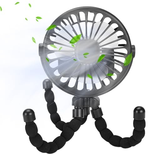 Genérico Ventilador Carrito Bebe - Ventilador USB Silencioso | Carga USB | Soplador De Mano Para Cochecito Con Trípode Flexible | Cabezal Giratorio 360° | Para Cochecito, Cuna,Oficina, Viaje
