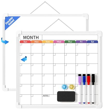 VITEVER Calendar Whiteboard for Wall, Double-Sided Dry Erase Board, Hanging Monthly Planning Board, Small White Board for Memo, to Do List, Home, Kitchen, Office Accessories