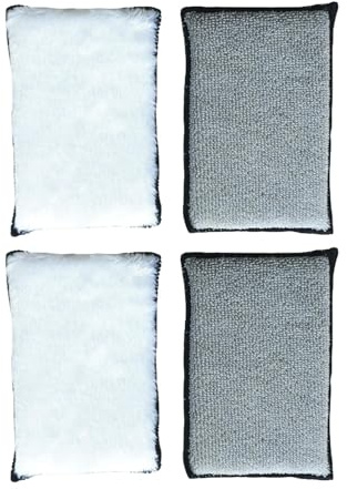 4 Pcs Car Detailing,Car Wash Sponge,Scrub,Double Sided Reusable Interior Scrubber Detailing Pads,Washing Sponge For Leather Plastic and Upholstery Maintenance