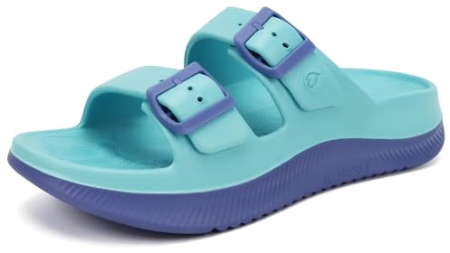 ONCAI Sandales de Récupération Femmes 2026 Boucle Réglables Confortable Orthopediques Fasciite Plantaire Slides Sport Extérieures été Légèr Antidérapante Bleu/Violet Taille 39