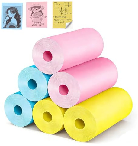 Kids Camera Paper Roll, 6 Rolls Instant Print Camera Paper Refill HD Printing Thermal Print Paper Rolls Compatible with Most Children Instant Print Camera, 2.2Inch, BPA Free (Multicolor)