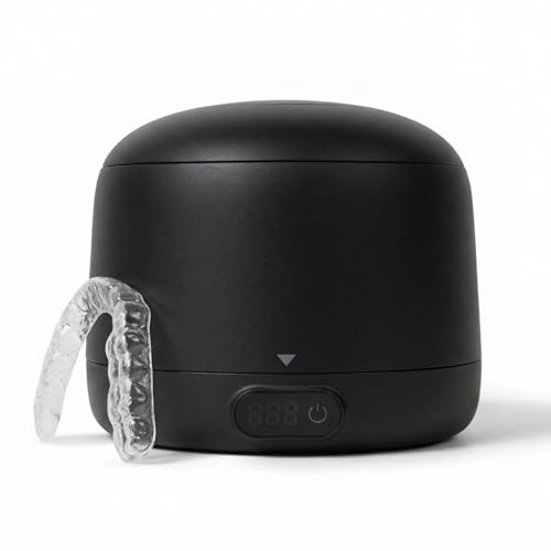 Chomper Labs: The Sonic Cleaner Pro – ultraljudsbehållarrengöring & UV – 45 kHz avtagbar tank för justerare, nattskydd, munskydd, proteser – 4 rengöringslägen (onyx svart)