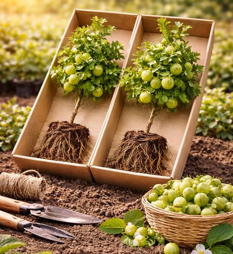 2 Sweet Gooseberry Bush Live Plants to Grow - Well Rooted, Edible Gooseberry Plant Live for Planting Home Garden (2 Plants)