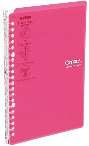 Kokuyo Campus Smart Ringbuch, bis zu 25 Blatt, A5, 20 Löcher, Pink, Japan Import (RU-SP130P)
