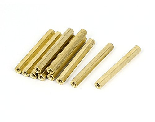 sourcing map 10 Stück M4 x 50mm Innengewinde Messing Sechskant Bolzen Abstands Mutter | Innengewinde
