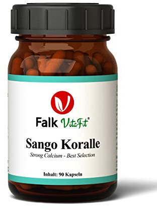 Falk VitaFit Sango Koralle Strong Calcium I Ideales calcium-Magnesium-Verhältnis von 2:1 I Hochdosierte 1100mg pro Kapsel I 90 Kapseln