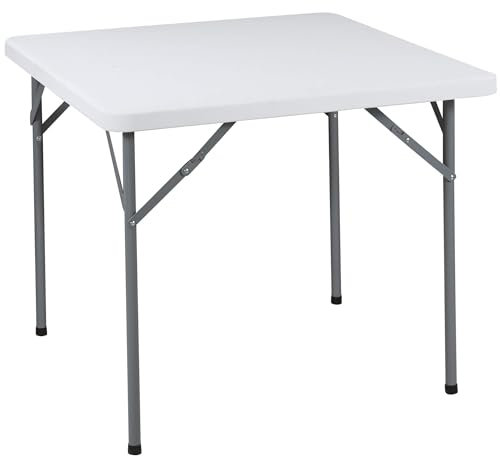 MilaniHome.it - Tavolo Pieghevole da Catering, Giardino Bianco Perfetto Come Tavolo da Campeggio, da Buffet, da Cucina Tavolino Esterni Richiudibile, Cm 85x85x74 Cmdi coloreBianco
