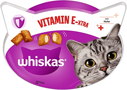 Whiskas Vitamin E-xtra Katzensnack zur Unterstützung der Abwehrkräfte, 8x 50g (8 Packungen) - unterschiedliche Produktverpackungen erhältlich