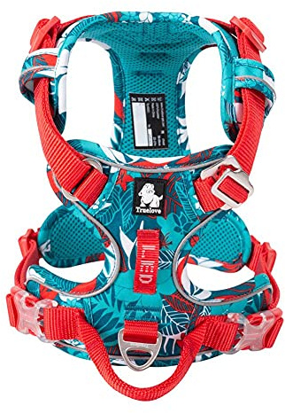Hundegeschirr No Pull Verstellbare reflektierende Sicherheitsweste mit Griff für kleine mittelgroße große Hunde TLH5653 (L, Camouflage blau)