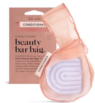 Kitsch Bolsa de ahorro de jabón de barra, bolsa de malla reciclada para productos de belleza, soporte ecológico, patentada