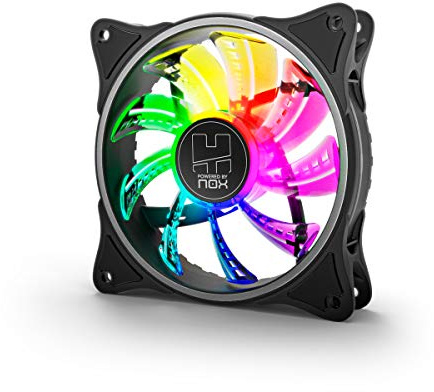 NOX Hummer A-FAN -NXHUMMERAFAN- 120-mm-PC-Lüfter, ARGB-Regenbogen-LED, extrem leise mit Anti-Vibrations-Gummipads, großartiger Luftstrom, 3 Pins, schwarze Farbe