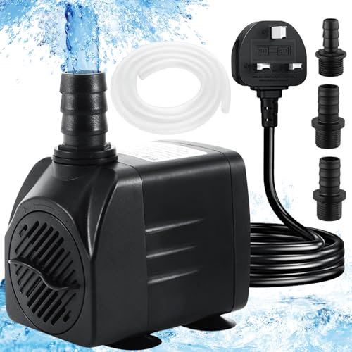 Submersible Ultra Quiet Water Feature Pump - 1500L/H 25W Aquarium Pump with 3 Nozzles