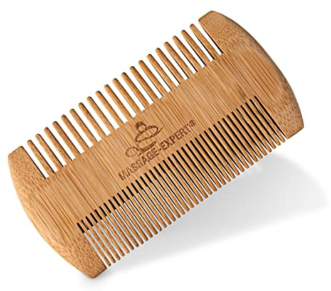 Holzkamm aus Bambus grob & fein | Für Haare, Bart, Massage der Kopfhaut & Geburt | angenehm durch runde Zinken | Holz-Kamm von MASSAGE-EXPERT