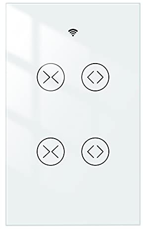 MOES Smart WiFi RF 2 Gang Double Curtain Blind Touch Switch for Roller Shutter Electric Motor Tuya Smart Life App, Voice Control with Google Home Alexa Voice Control, White