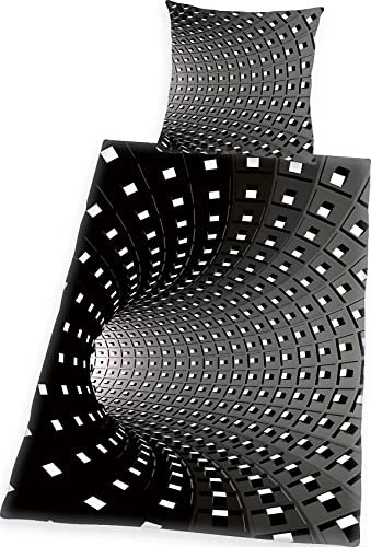 Herding 3D Effekt Bettwäsche-Set, Kopfkissenbezug 80 x 80 cm, Bettbezug 135 x 200 cm, Mit leichtläufigem Reißverschluss, 100% Baumwolle/Renforcé