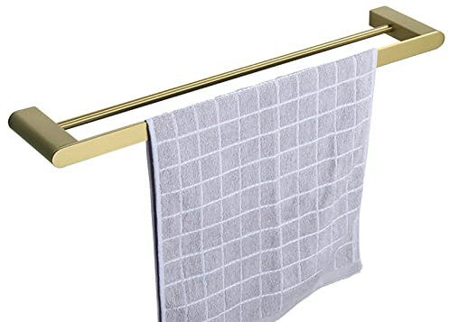 HYBXAQ Handtuchstange Handtuchhalter Doppelt ausfahrbar über dem Badezimmer Küchentuch Schiene - Geschirrtuchhalter für Schranktüren und Schubladen Bohrinstallation - Gold