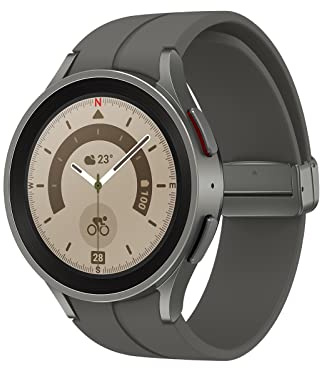 Samsung Galaxy Watch5 Pro Smartwatch, Gesundheitsfunktionen, Fitness-Tracker, ausdauernder Akku, LTE, 45 mm, Grey Titanium inkl. 36 Monate Herstellergarantie [Exklusiv bei Amazon]
