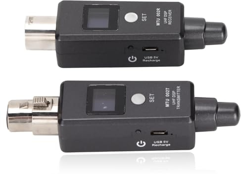 Dpofirs Drahtloses Mikrofonsystem XLR Mikrofonadapter, Drahtloser Mikrofonsenderempfänger mit Klarem LCD Bildschirm für Audiomischer, PA System und DSLR Kamera