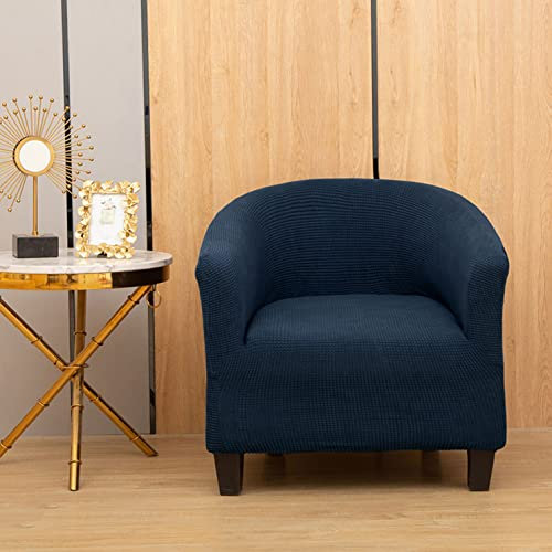 YOPOIY Abnehmbare 1 Stück Sesselhusse, Luxus Jacquard Club Chair Schonbezug mit Elastischer Unterseite Sesselbezug Elasthan Bezug für Wannensessel -Blau-2