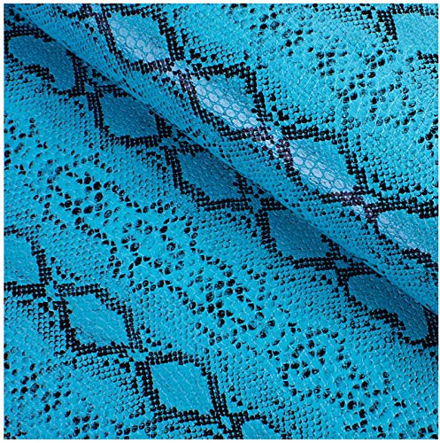 SAVAAL Leder Stoff 0,6mm Dick Kunstlederstoff，Himmelblau Lederhandwerk，Ideal Für Bastelarbeiten，Qualitätsleder，Reparaturbeutel，Textilien，Bezug，Dekoration，Schlangenmuster Leder(Size:3M)