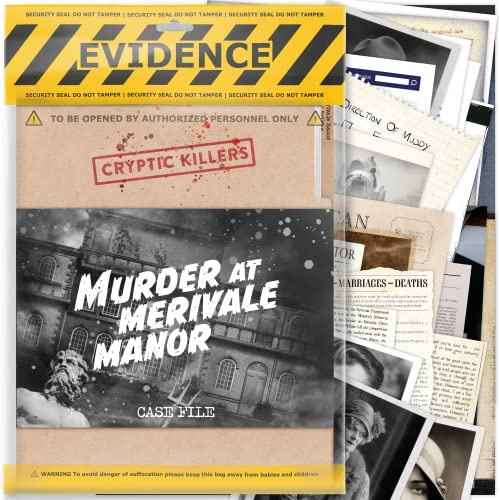 Unsolved murder mystery game - Cold Case Files Investigation - CRYPTIC KILLERS - Detective Evidence & Crime File - individuals, date nights & party games- Murder at Merivale Manor