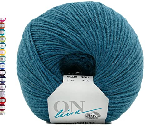 Online Sockenwolle 6-fädig uni petrol | Strumpfwolle Supersocke 6-fach 321 Merino einfarbig | dickes Sockengarn mit Merinowolle zum Stricken und Häkeln (5006 Petrol)