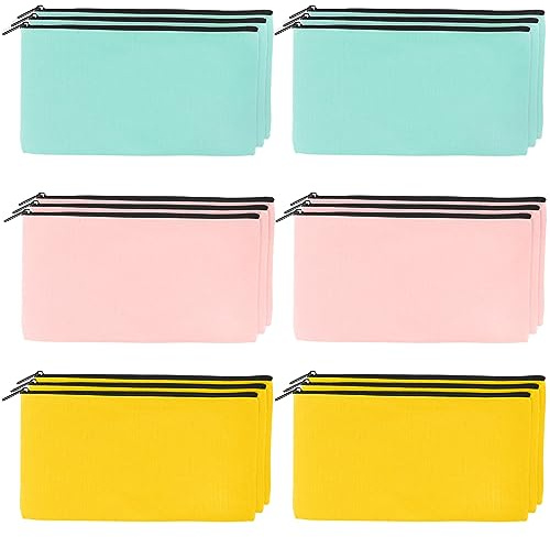 IIRC Stoffbeutel zum Bemalen 18STK DIY Blanko Stoff Federmäppchen 20.8 x 12 cm Federmäppchen zum Bemalen Stofftasche zum Bemalen (Gelb + Rosa + Teal)