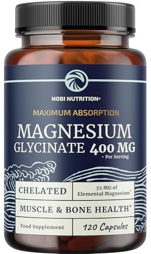 Magnesium Glycinate 400mg | Chelated Bisglycinate for Muscle Relaxation, Bones, Heart, Nerve, Sleep & Calm Support for Women & Men | High Absorption Magnesium Chelate Supplement | 120 Capsules