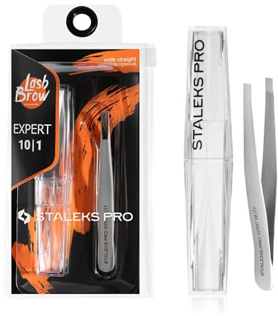 STALEKS PRO Pinza para cejas gruesas o escasas. Precisa, segura y cómoda. Acero inoxidable. Expert 10/1