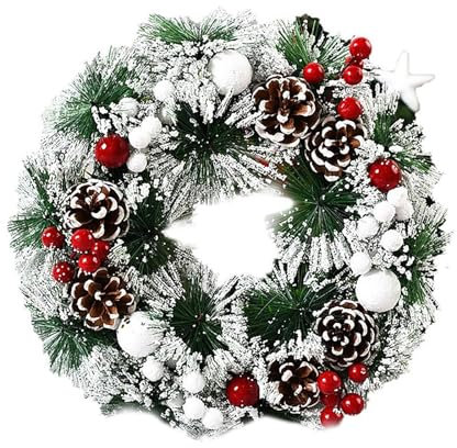 Künstliche Weihnachten Garland für Dekoration, Türkranz Weihnachten, Weihnachtsdeko Adventsgesteck Weihnachtsgesteck Adventsgesteck Weihnachtsgesteck Tischdeko für Haustür, Kamin (D, One Size)