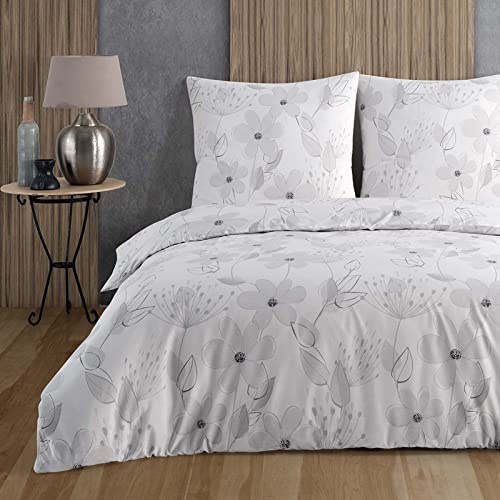Buymax Bettwäsche 200x220 cm – Bettwäsche Set 3-teilig 200 x 220 cm, Renforcé 100% Baumwolle, Bettbezug mit 2 Kissenbezügen 80x80 cm, Oeko-TEX, Reißverschluss, weich und atmungsaktiv