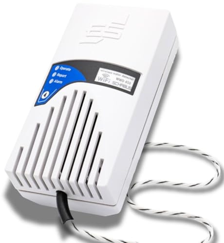 Schabus Smart-Wassermelder WWD 450 mit Sensorkabel (230V, Schuko) | Push-Nachricht via Smart-Life-App, Leckage/Wasserschutz, Für Keller, Bad, Küche, Aquarium