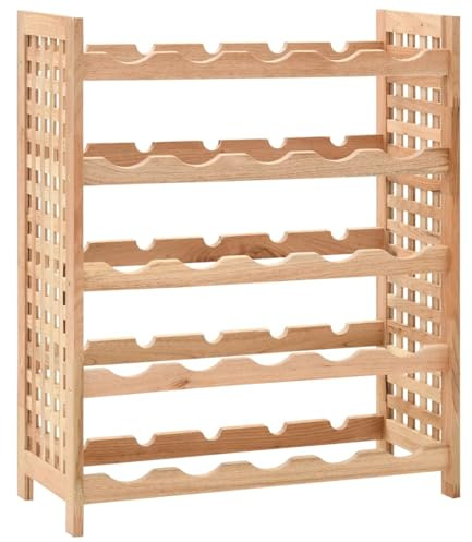 ShGaxin Botellero para 25 Botellas, Botellero Vino, Wine Rack, Mueble Botellero, Botellero De Soda, Madera Maciza de Nogal 63x25x73 cm
