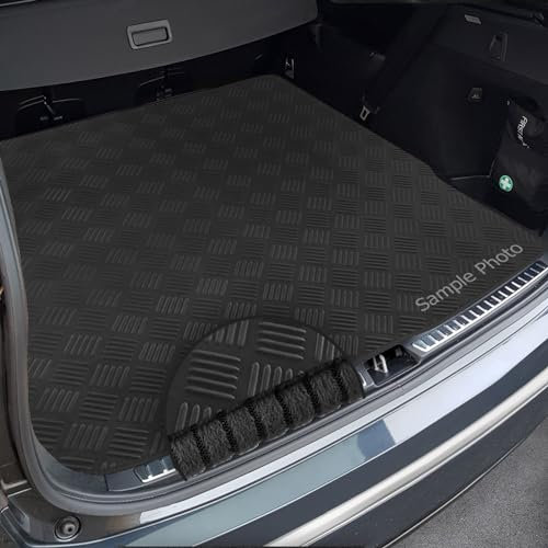 To fit Dacia Duster II 4X4 (2018+) Tailored Checker Rubber Boot Mat + Black Ribbed Trim (4x4 models only)
