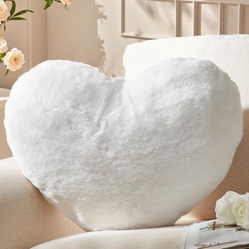 Yhoelata Cuscino Cuore Bianco, Cuscini Decorativi, Cuscino a Forma di Cuore, Cuscini Divano Peluche, Cuscini Letto, Decorazioni Camera da Letto Bambini, 26 x 36 cm