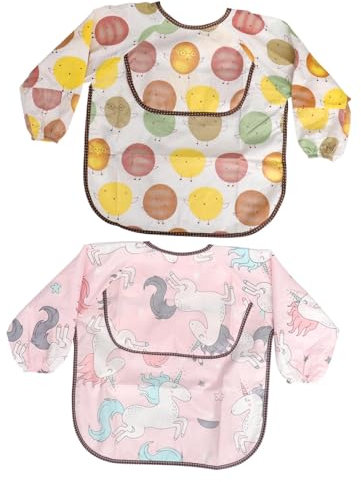RORPOIR 2stücke Wasserdichte Mit Taschen Und Cartoon-muster Baumwolle Mit Ärmeln Für Junge Mädchen Von Jahren Pflegeleicht Und Atmungsaktiv