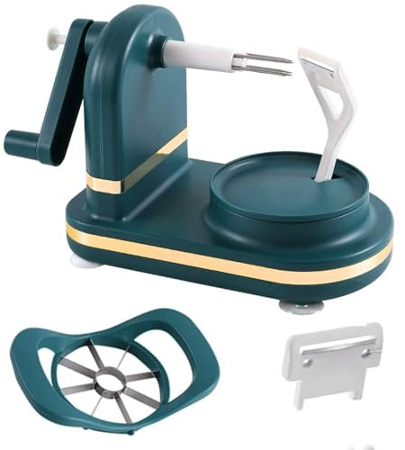 Éplucheur de pommes, éplucheur de pommes de terre, éplucheur de légumes et de fruits, éplucheur de pommes de terre, machine 3 en 1 pour la coupe (vert foncé)