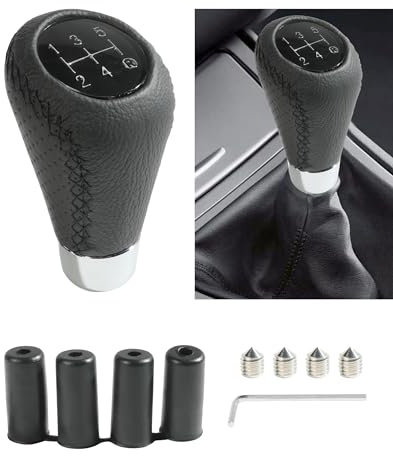 Flaconi Pomello Cambio Auto,Autoricambi Pomello Leva Cambio 5 Marce con Adattatori,Universale Accessori per Interni Auto,Adatto alla Maggior parte delle Autos,SUV,Camion,Camper,ecc(Nero)