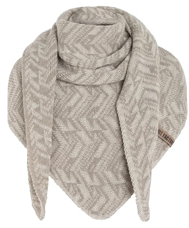 Knit Factory - Josh Trekantssjal - Beige/Iced Clay - 200x70 cm
