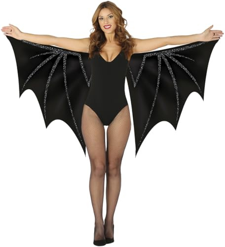 FIESTAS GUIRCA | Alas de Murciélago Negras (170x80 cm) - Accesorio para Disfraz de Ángel, Diablo y Demonio para Halloween y Fiestas de Disfraces - Ideal para Mujer Adulta - Negro
